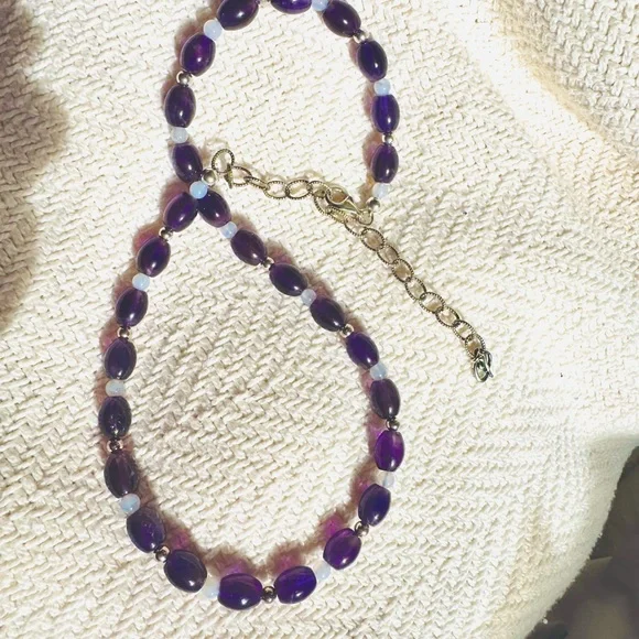 Carolyn Pollack Amethyst Beaded Necklace w/ Sterling Silver Extender - Picture 4 of 5